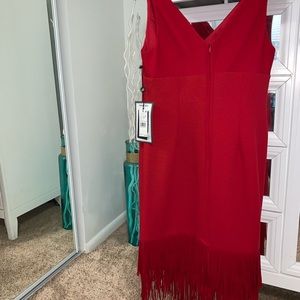 NWT Adriana Papell V-Neck Fringe Dress